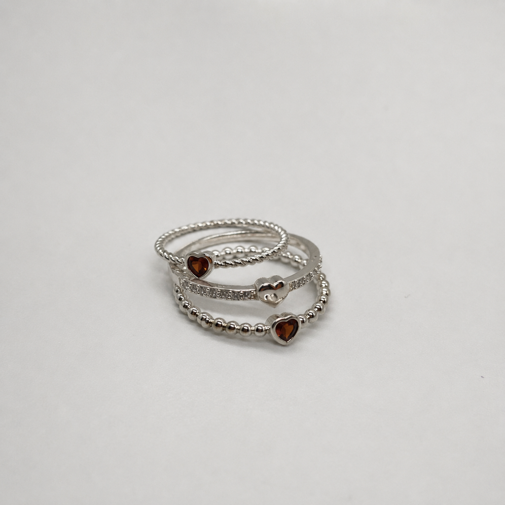 Anillos Corazón Granate