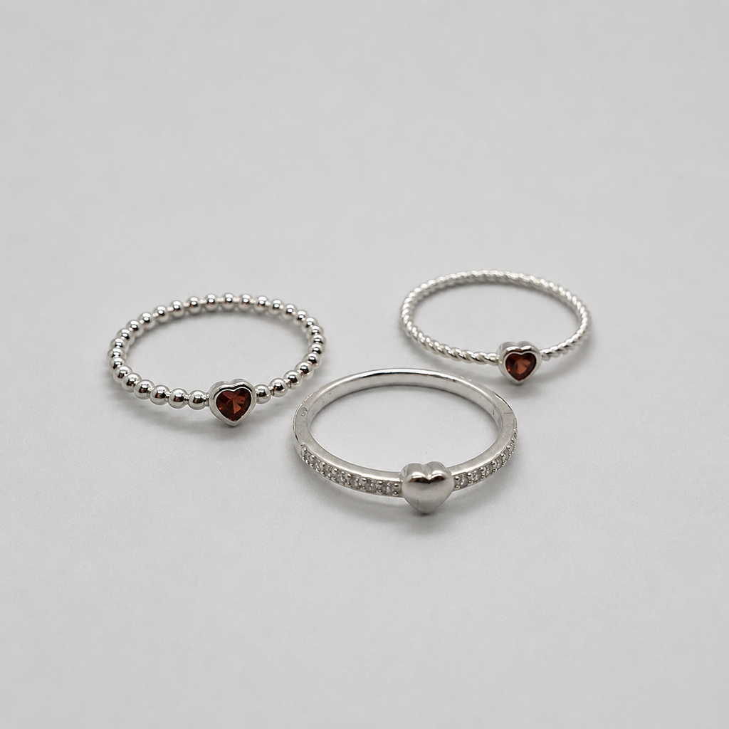 Anillos Corazón Granate