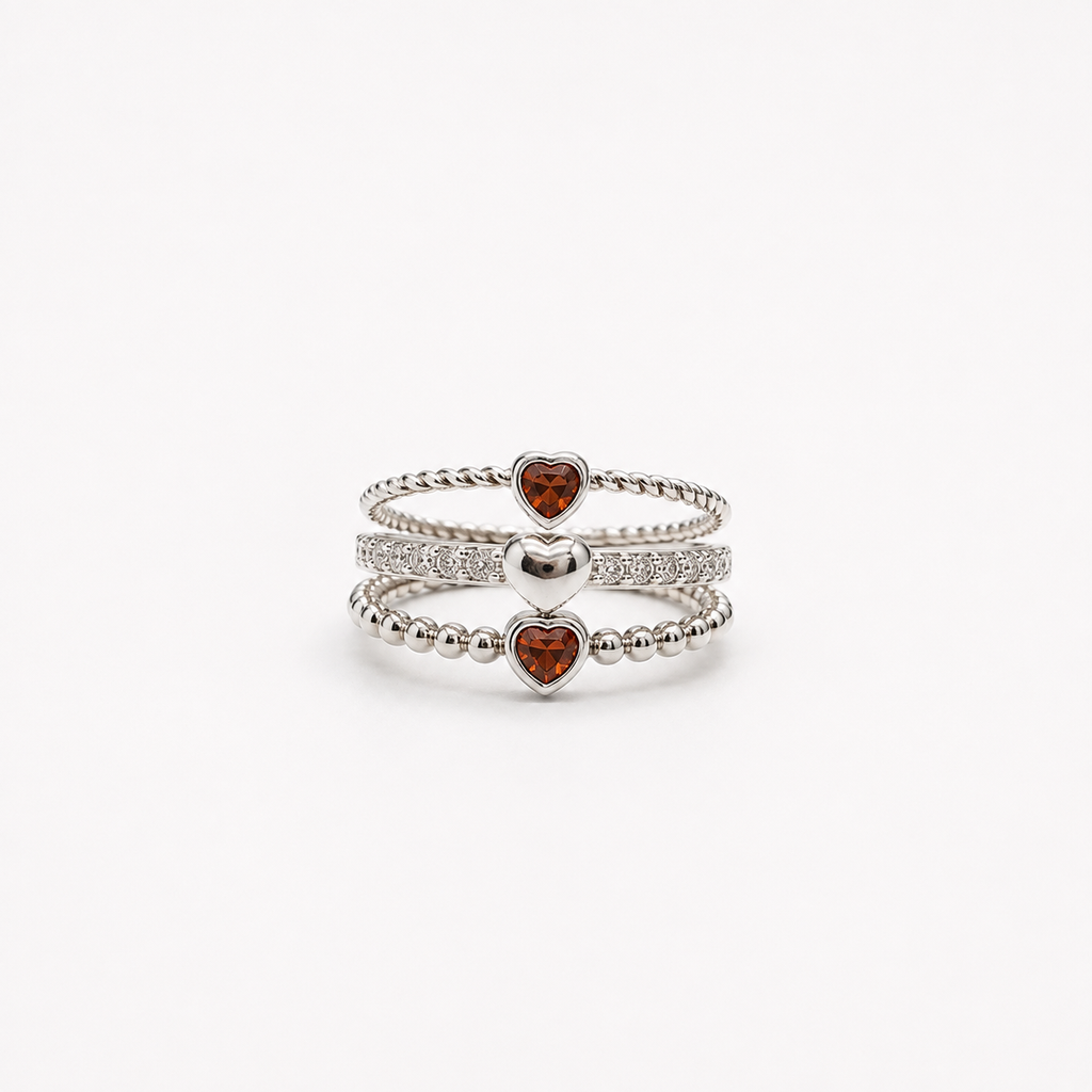 Anillos Corazón Granate