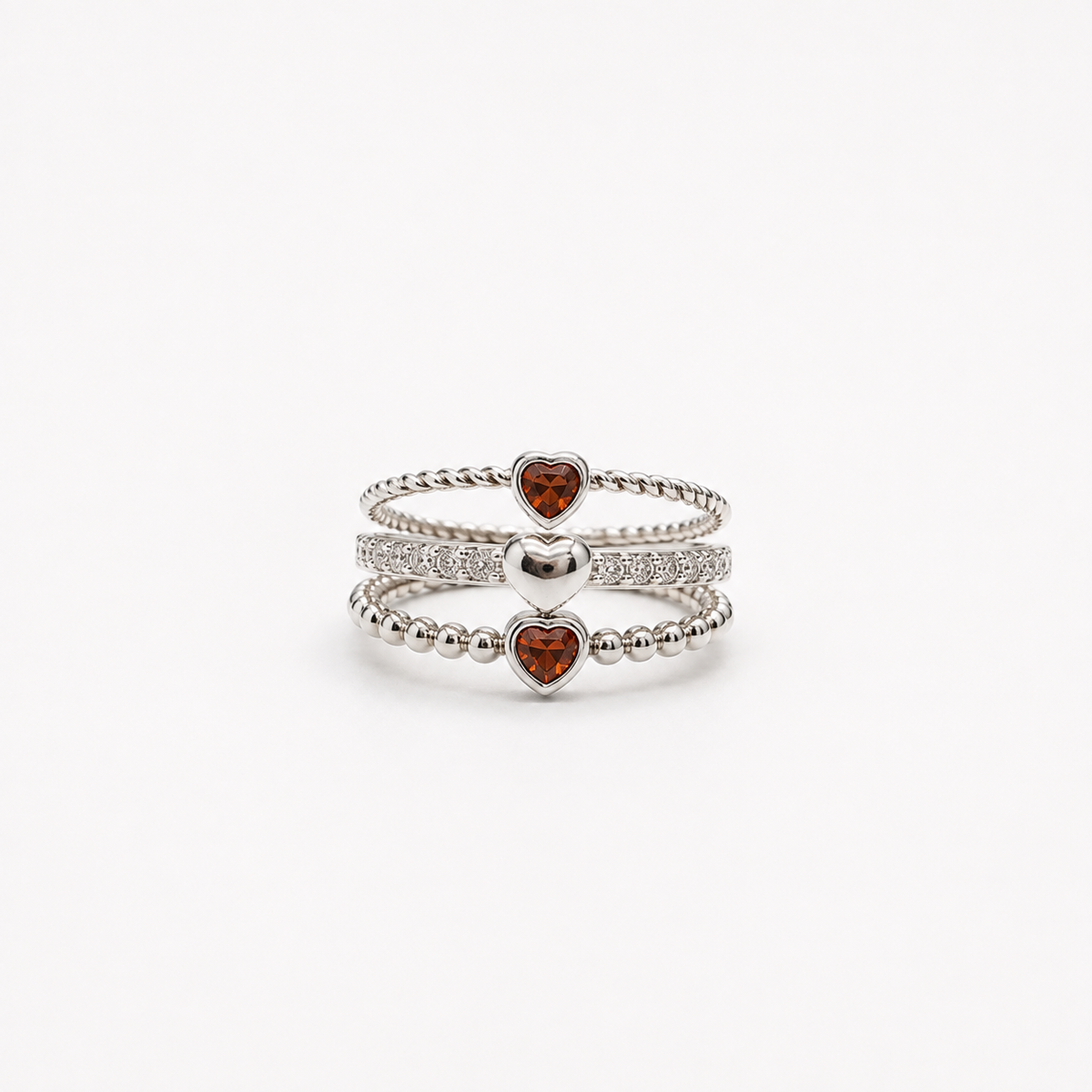 Anillos Corazón Granate
