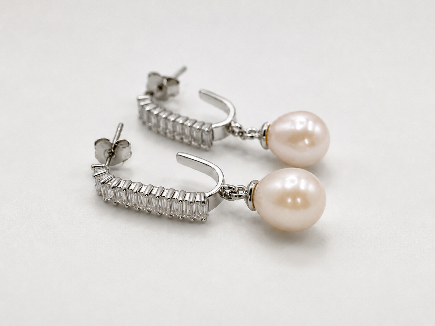 Aretes Perla Drop Rosa